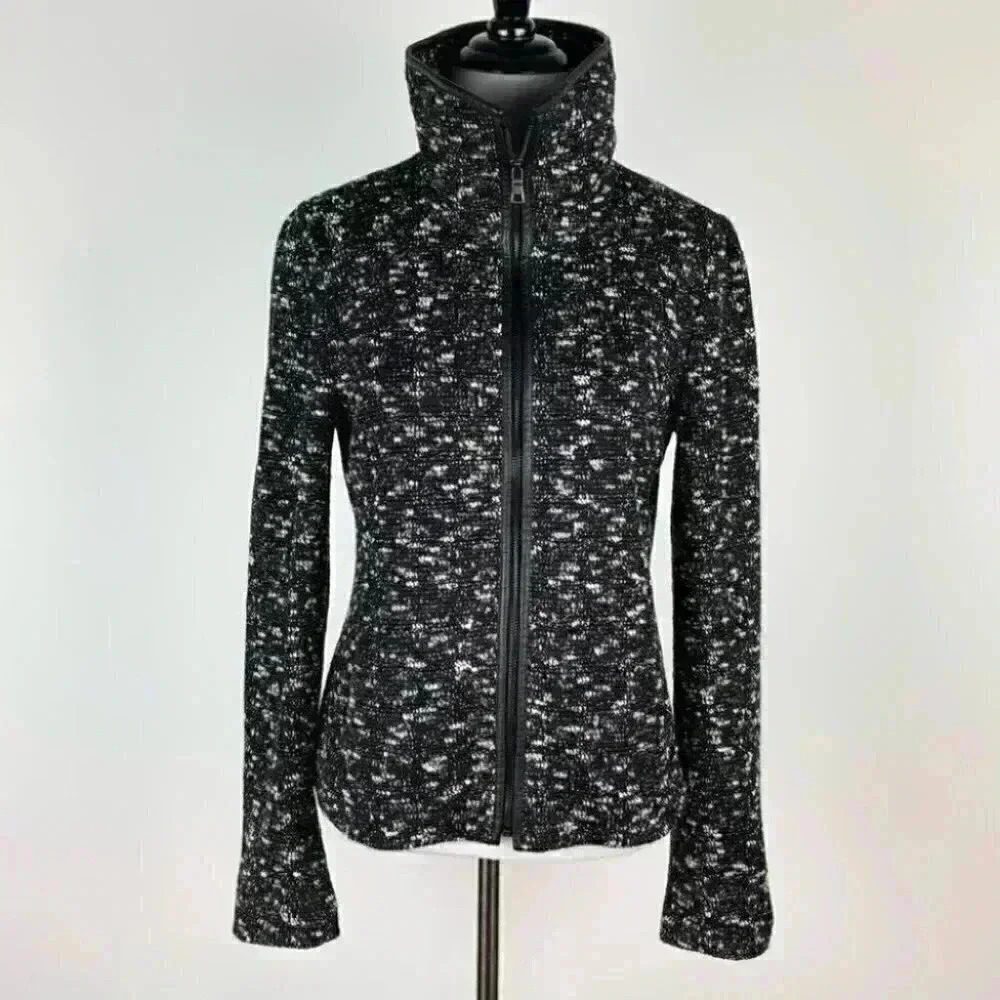 Ann Taylor jacket size S black white zip down - Picture 3 of 12